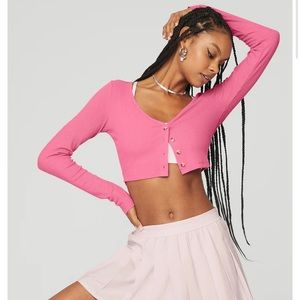 Alo Ribbed Topper Whisper Cardigan - NEW - Size M